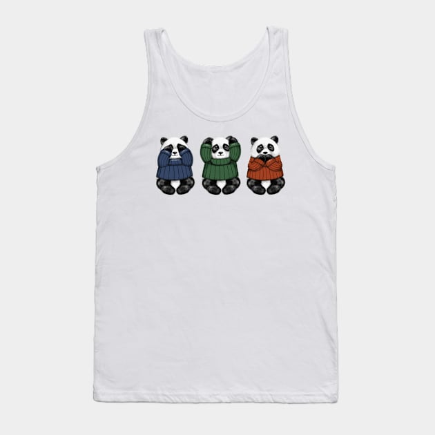 See No Hear No Speak No Pandas Tank Top by Luna Illustration